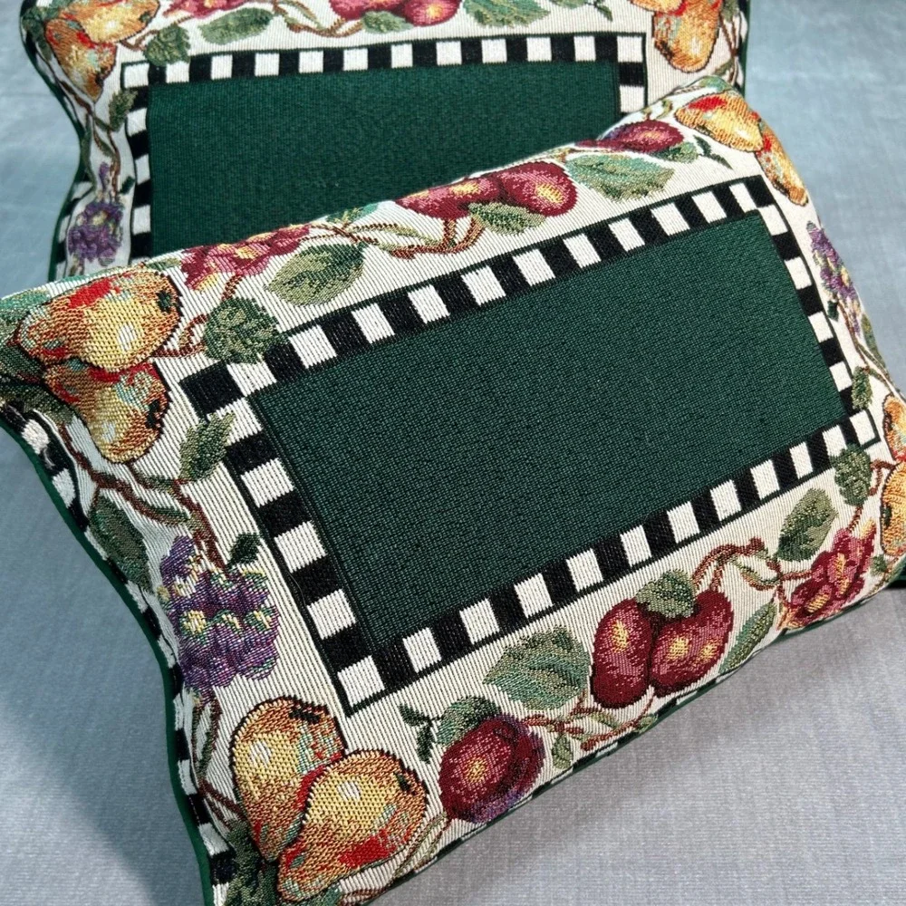 Tapestry Accent Throw Pillows Fruit Floral Fall Decorative Retro Cozy (Pair)  #1